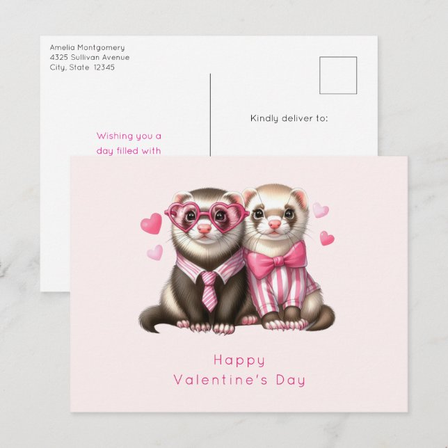 Cartes Pour Fêtes Annuelles Cute Otter Couple dans Love Valentine's Day (Devant / Derrière)