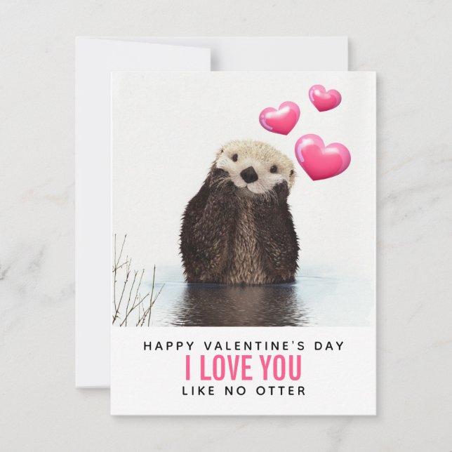Cartes Pour Fêtes Annuelles Cute Otter with Hearts Valentine (Devant)