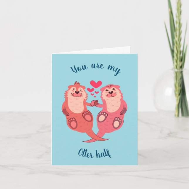 Cartes Pour Fêtes Annuelles Cute Otters Valentines Day Couple Personnalisé (Devant)