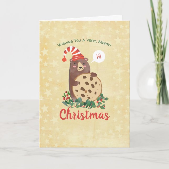 Cartes Pour Fêtes Annuelles Cute ours Noël biscuit boulangerie boulangerie pât (Devant)