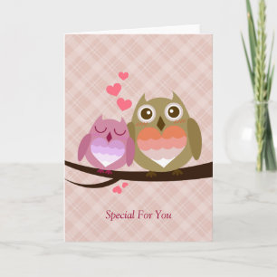 Cartes Pour Fêtes Annuelles Cute Owl Couple Full of Love Heart