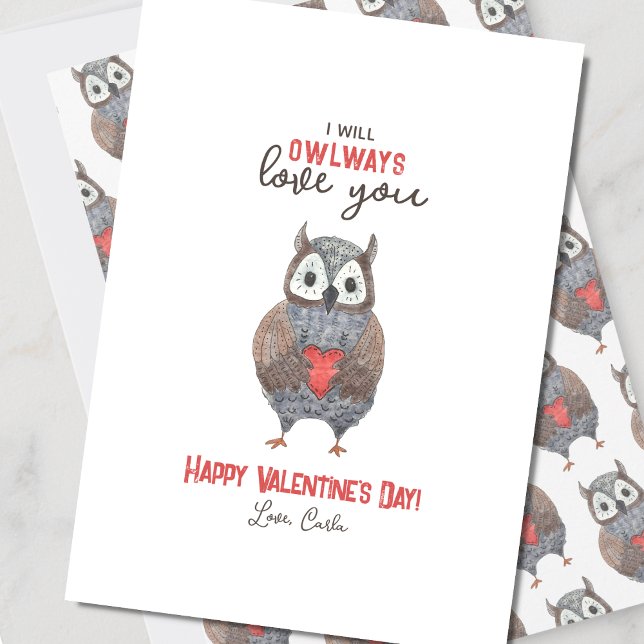 Cartes Pour Fêtes Annuelles Cute Owlways Love You Valentine's Day (Créateur téléchargé)