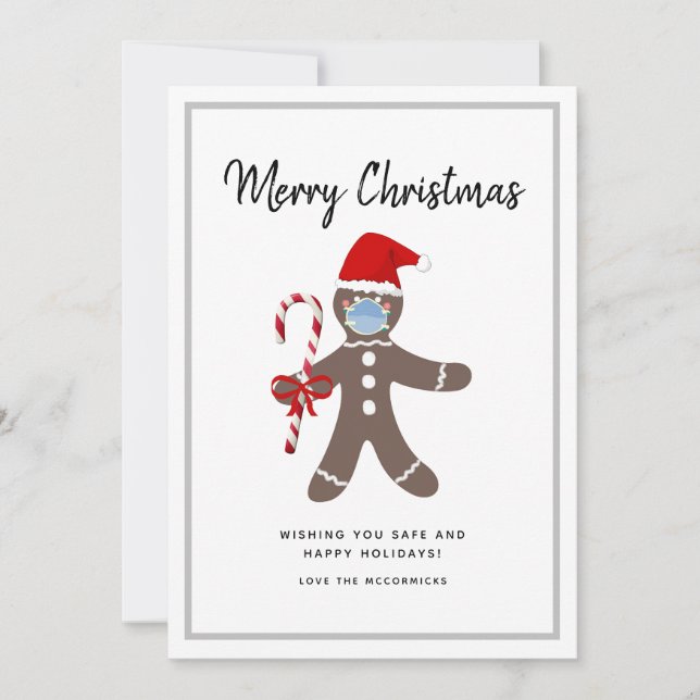 Cartes Pour Fêtes Annuelles Cute pain d'épices homme Noël de famille (Devant)