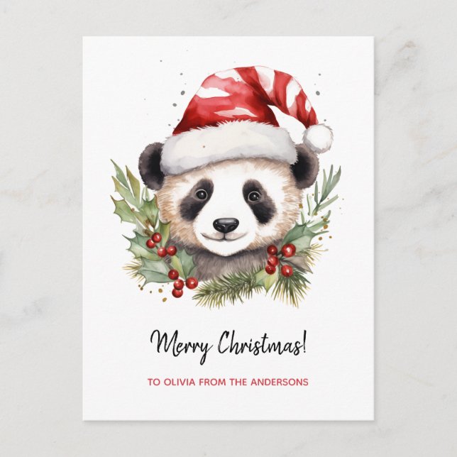 Cartes Pour Fêtes Annuelles Cute Panda Bear Père Noël Joyeux Noël (Devant)