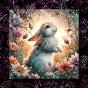 Cartes Pour Fêtes Annuelles Cute Pastel Aquarelle Bunny Fleurs Pâques