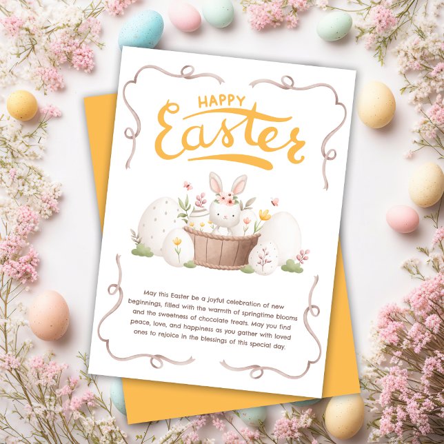 Cartes Pour Fêtes Annuelles Cute Pastel Bunny Oeufs Floraux Joyeux Pâques (Créateur téléchargé)