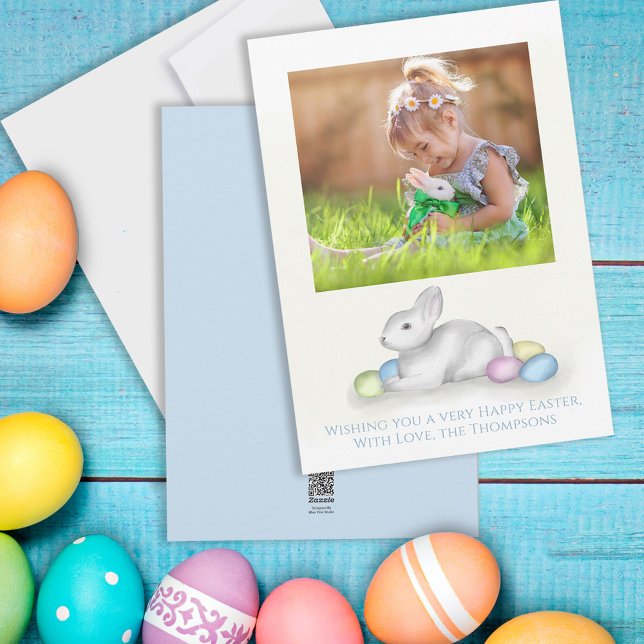 Cartes Pour Fêtes Annuelles Cute Pastel Bunny Pâques Simple Photo Classique (Créateur téléchargé)