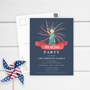 Cartes Pour Fêtes Annuelles Cute Patriotique Rouge Blanc Et Bleu 4 juillet