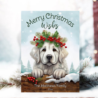 Cartes Pour Fêtes Annuelles Cute Peeking Great Pyrenees Rustique Portrait pour