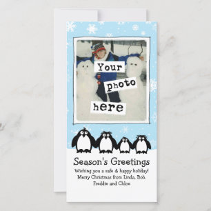 Cartes Pour Fêtes Annuelles Cute Penguins Famille Noël Votre Photo