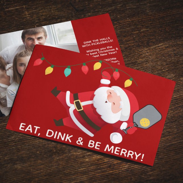 Cartes Pour Fêtes Annuelles Cute Pickleball Père Noël Red Christmas Photo (Créateur téléchargé)