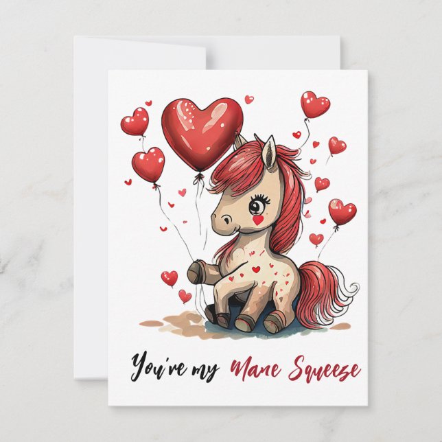 Cartes Pour Fêtes Annuelles Cute poney personnalisé valentine (Devant)
