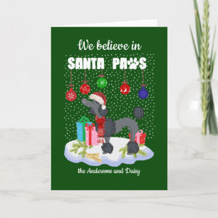 Cartes Pour Fêtes Annuelles Cute Poodle Croyez en Père Noël Paws Noël