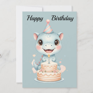 Cartes Pour Fêtes Annuelles Cute Premium Watercolor Dinosaur T-Rex Baby