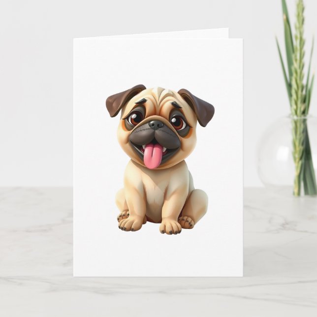 Cartes Pour Fêtes Annuelles Cute Pug Dog (Devant)