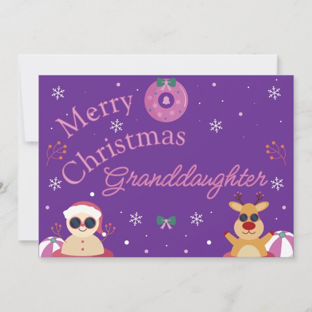 Cartes Pour Fêtes Annuelles Cute Purple Merry Christmas Granddaughter  (Devant)