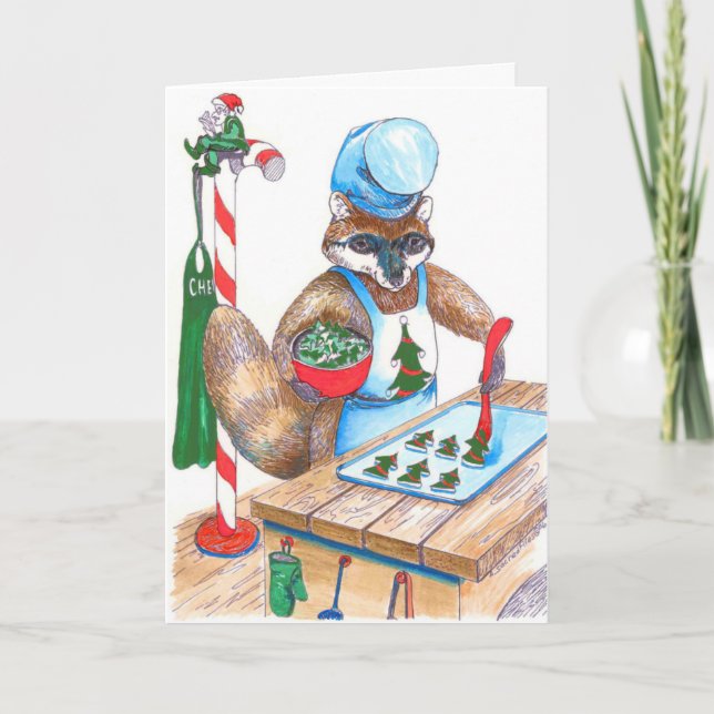 Cartes Pour Fêtes Annuelles Cute Raccoon Chef Alaska Wildlife Christmas Card (Devant)
