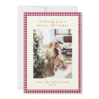 Cute Red Gingham Plaid Portrait Photo Christmas