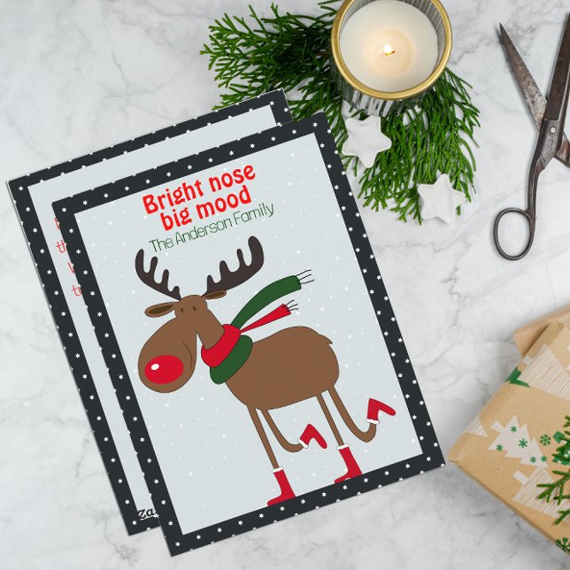 Cartes Pour Fêtes Annuelles Cute reindeer christmas wish black retro Postcard (Créateur téléchargé)