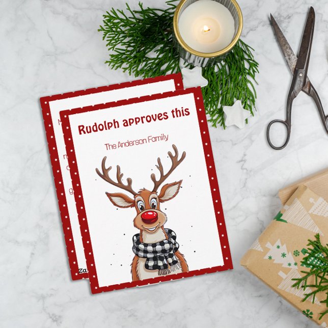 Cartes Pour Fêtes Annuelles Cute reindeer christmas wish red retro Postcard (Créateur téléchargé)