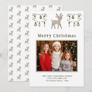 Cartes Pour Fêtes Annuelles Cute Reindeer Joyeux Noël Photo de famille