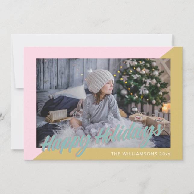 Cartes Pour Fêtes Annuelles Cute Retro Pretty Pastel Joyeux Vacances Photo (Devant)