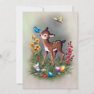 Cartes Pour Fêtes Annuelles Cute retro vintage Easter deer add message
