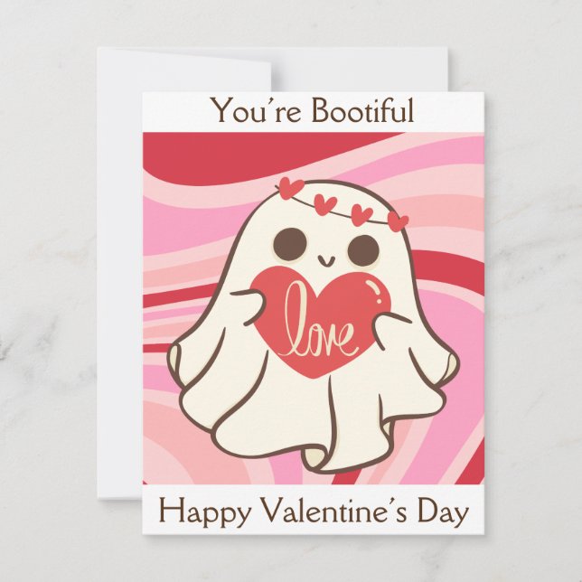 Cartes Pour Fêtes Annuelles Cute Retro You're Botiful Ghost Valentine's (Devant)