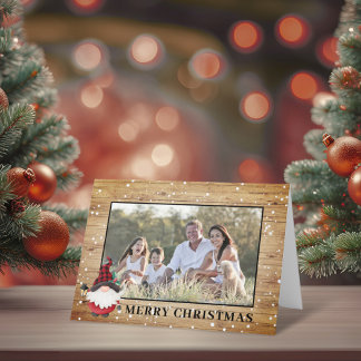 Cartes Pour Fêtes Annuelles Cute Rustic Lumberjack Gnome Photo de Noël