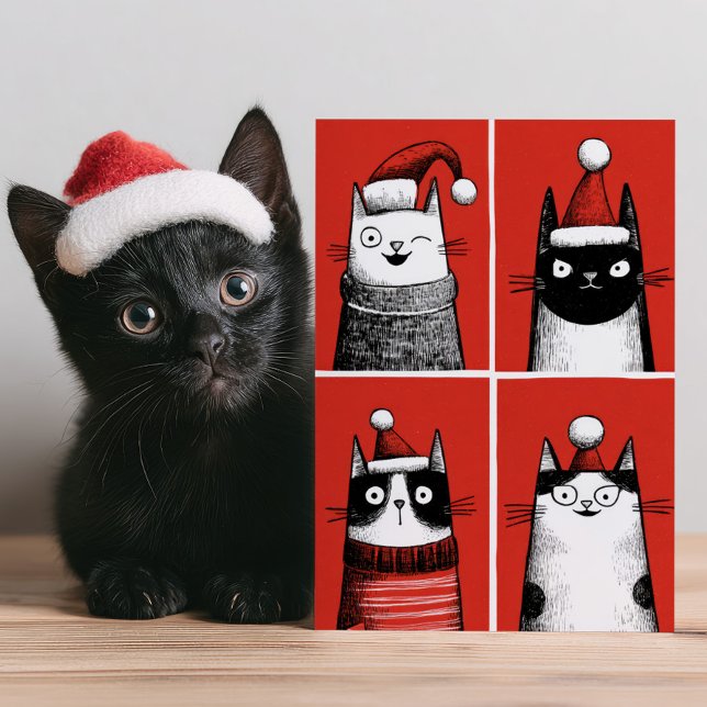 Cartes Pour Fêtes Annuelles Cute Santa Cats Humorous Cat Lover Meowy Christmas (Créateur téléchargé)