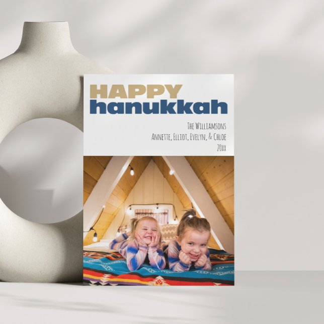 Cartes Pour Fêtes Annuelles Cute Simple Joyeux Hanoukka Custom Photo Holiday (Créateur téléchargé)