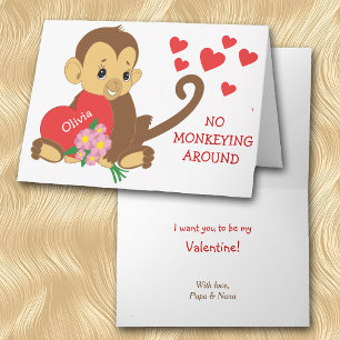 Cartes Pour Fêtes Annuelles Cute singe Valentine