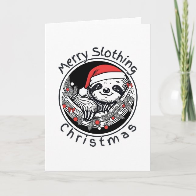 Cartes Pour Fêtes Annuelles Cute Sloth Christmas Card – Merry Slothing Xmas (Devant)