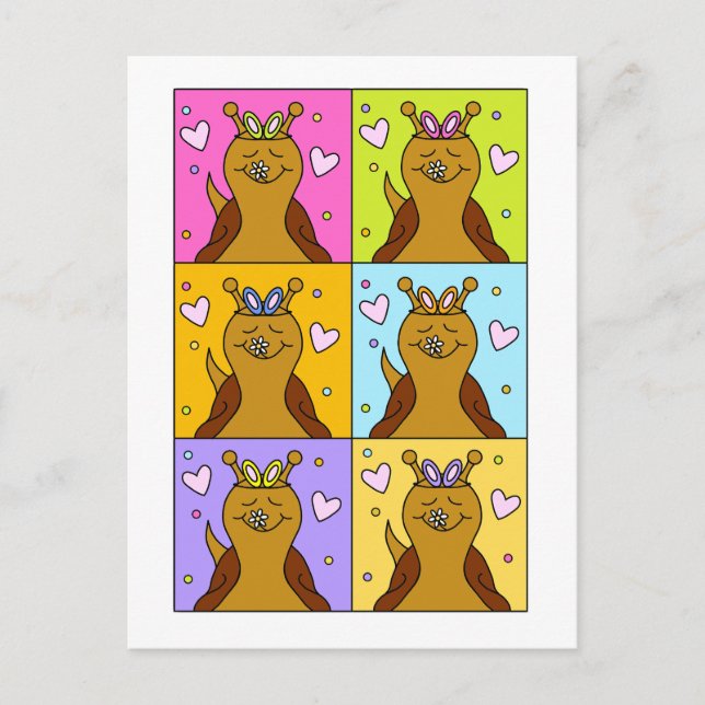 Cartes Pour Fêtes Annuelles Cute Snail Pop Art Bunny Oreilles Pâques | (Devant)