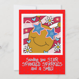 Cartes Pour Fêtes Annuelles Cute Snail Star Spangled Sourires 4 Juillet