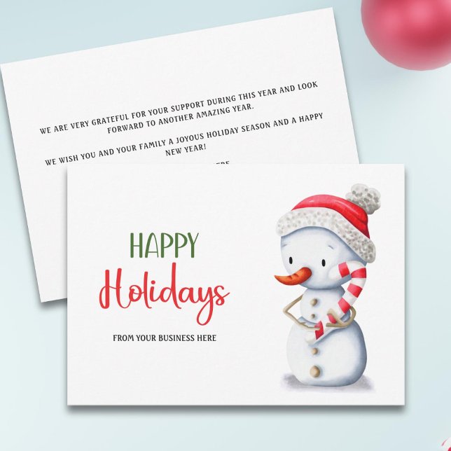 Cartes Pour Fêtes Annuelles Cute Snowman Candy Cane Happy Holidays Business (Créateur téléchargé)