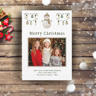 Cartes Pour Fêtes Annuelles Cute Snowman Joyeux Noël Photo de famille