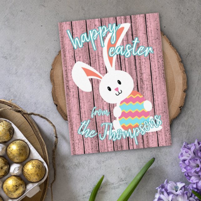 Cartes Pour Fêtes Annuelles Cute sur mesure Joyeux lapin de Pâques avec oeuf c (Créateur téléchargé)