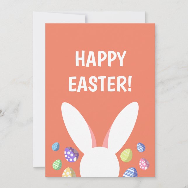CARTES POUR FÊTES ANNUELLES CUTE TÊTE DE BUNNY ET OEUFS DE PÂQUES (Devant)