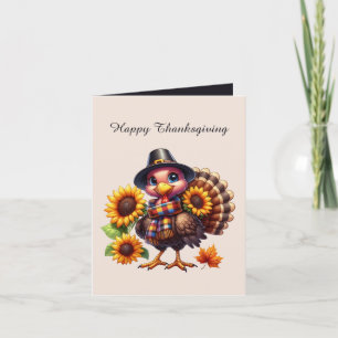 Cartes Pour Fêtes Annuelles Cute Thanksgiving dinde personnalisable