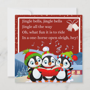 Cartes Pour Fêtes Annuelles Cute Trois Pingouins chantant Jingle Bells