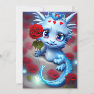 Cartes Pour Fêtes Annuelles Cute Valentine Blue Dragon