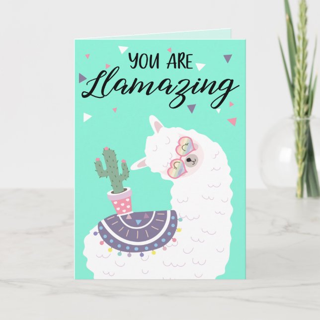 Cartes Pour Fêtes Annuelles Cute Valentine Llama (Devant)