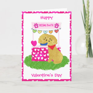 Cartes Pour Fêtes Annuelles Cute Valentine's Day Goldendoodles Kissing Booth