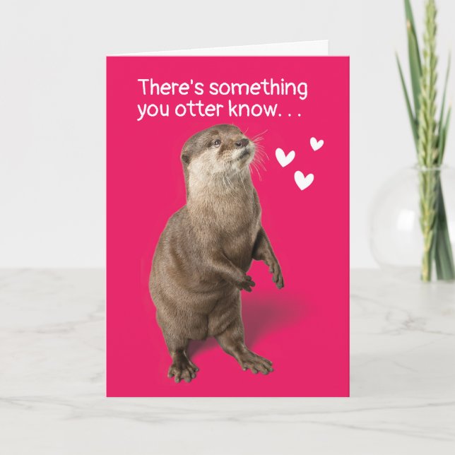 Cartes Pour Fêtes Annuelles Cute Valentines Day Otter Pun (Devant)