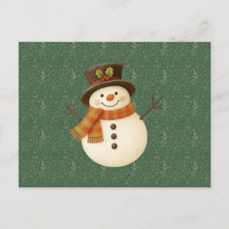 Cartes Pour Fêtes Annuelles Cute, vintage green rustic snowman