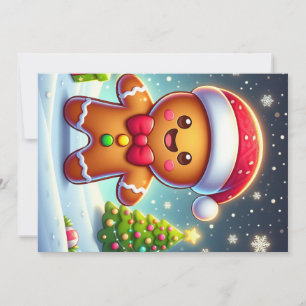 Cartes Pour Fêtes Annuelles Cute Whimsical Noël/homme en pain d'épices d'hiver