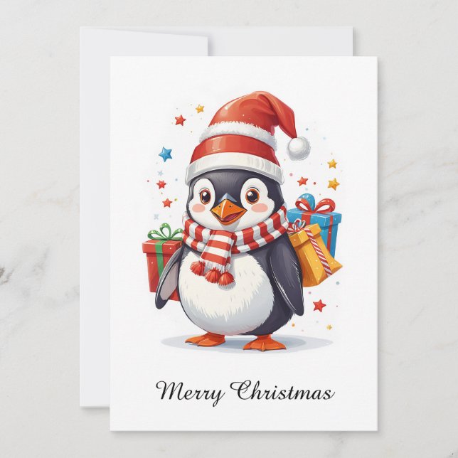 Cartes Pour Fêtes Annuelles Cute Whimsical Non photo Animal Joyeux Noël (Devant)