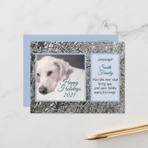 Cartes Pour Fêtes Annuelles Cute White Chien Hiver Thème Bleu