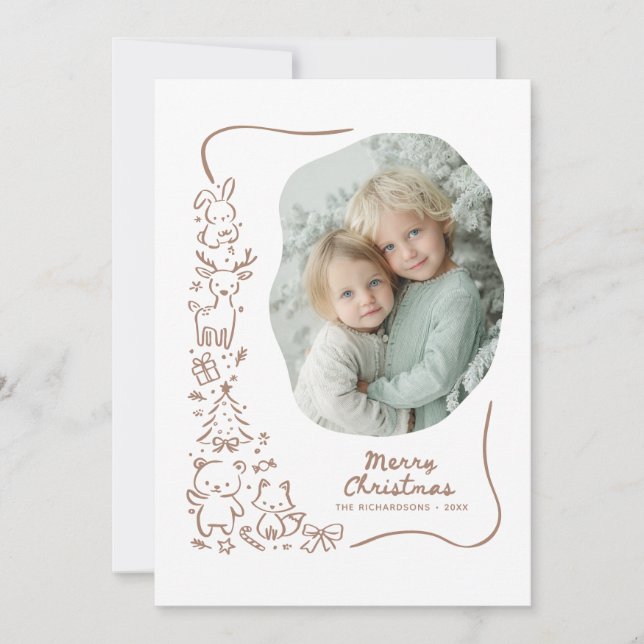 Cartes Pour Fêtes Annuelles Cute Winter Woodland Christmas Greeting Photo (Devant)